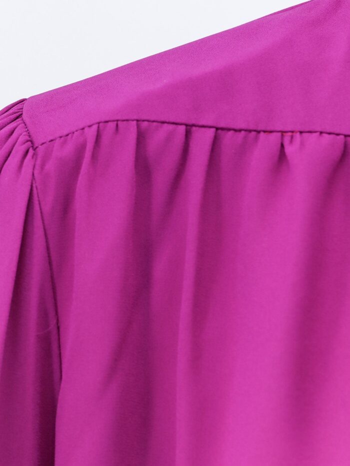 Actualee Satin Shirt With Padded Shoulders