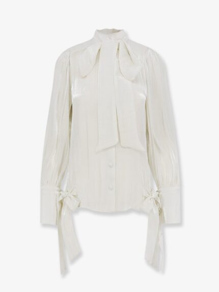 Actualee Satin Shirt With Padded Shoulders