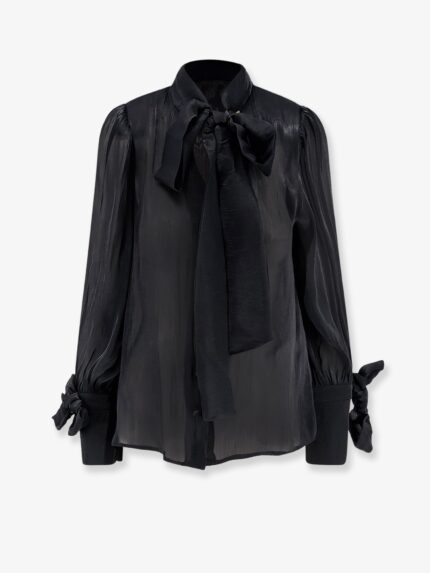 Actualee Satin Shirt With Padded Shoulders
