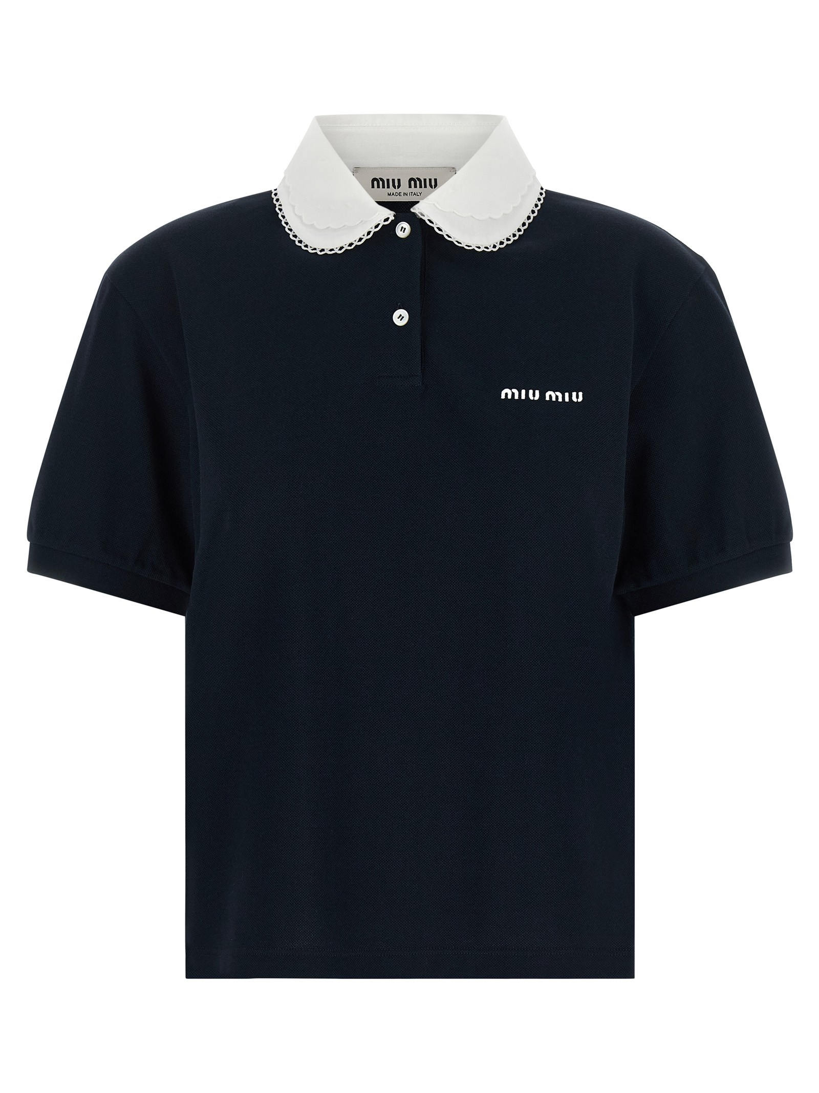 Miu Miu Scalloped Collar Polo Shirt
