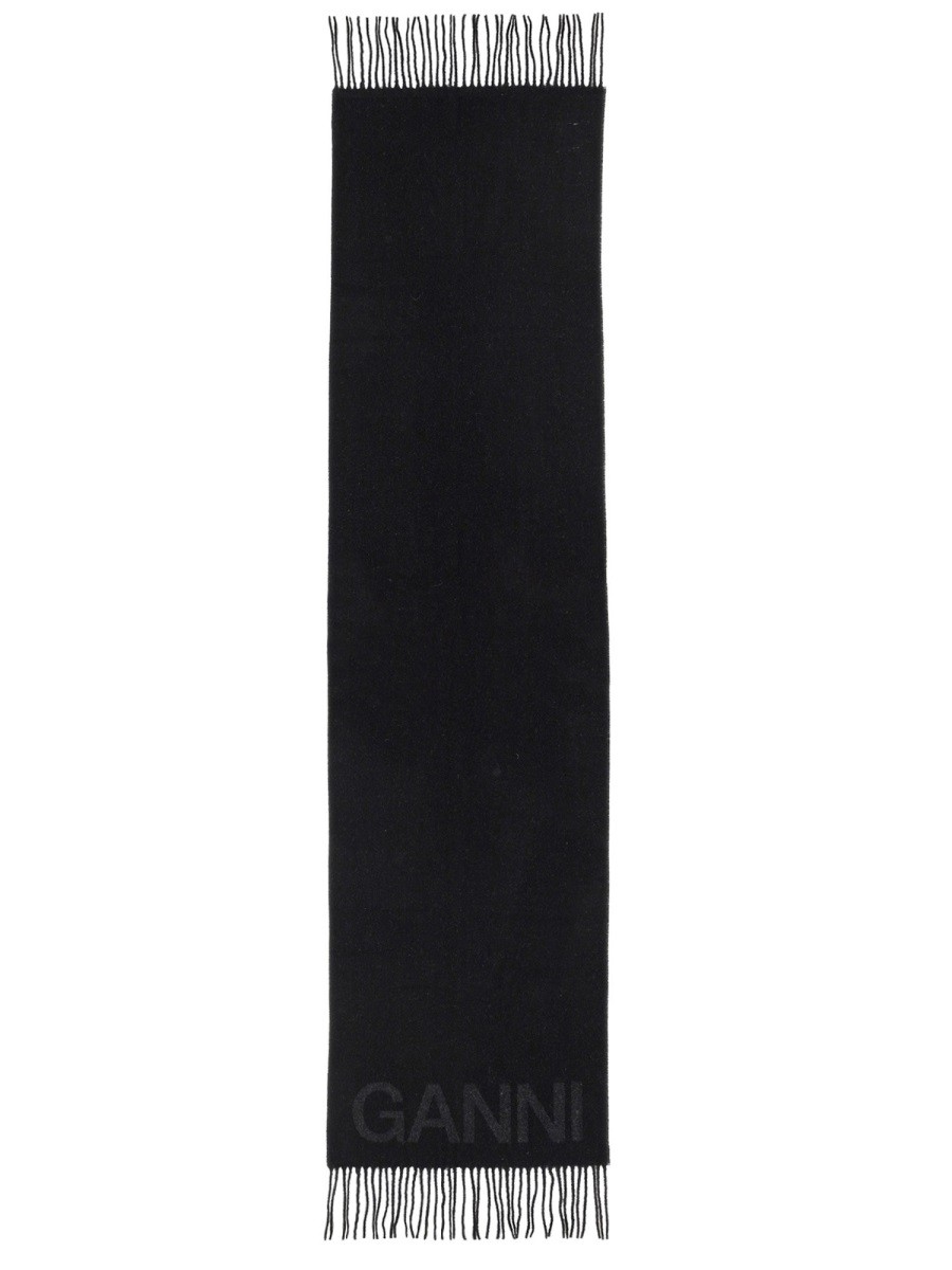 GANNI SCARF WITH LOGO