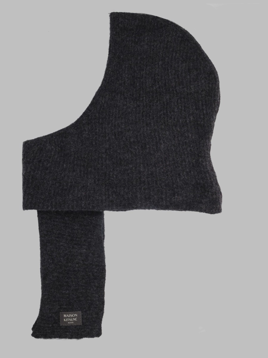 Maison Kitsune Sciarpa Con Cappuccio In Misto Lana