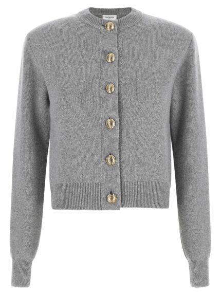 Balmain Sculpture Button Crew Neck Cardigan