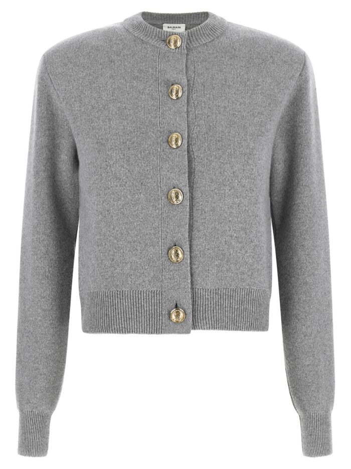 balmain sculpture button crew neck cardigan Balmain Sculpture Button Crew Neck Cardigan