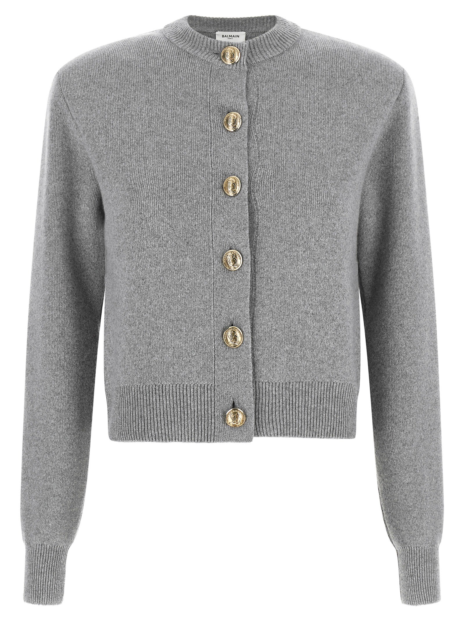 Balmain Sculpture Button Crew Neck Cardigan