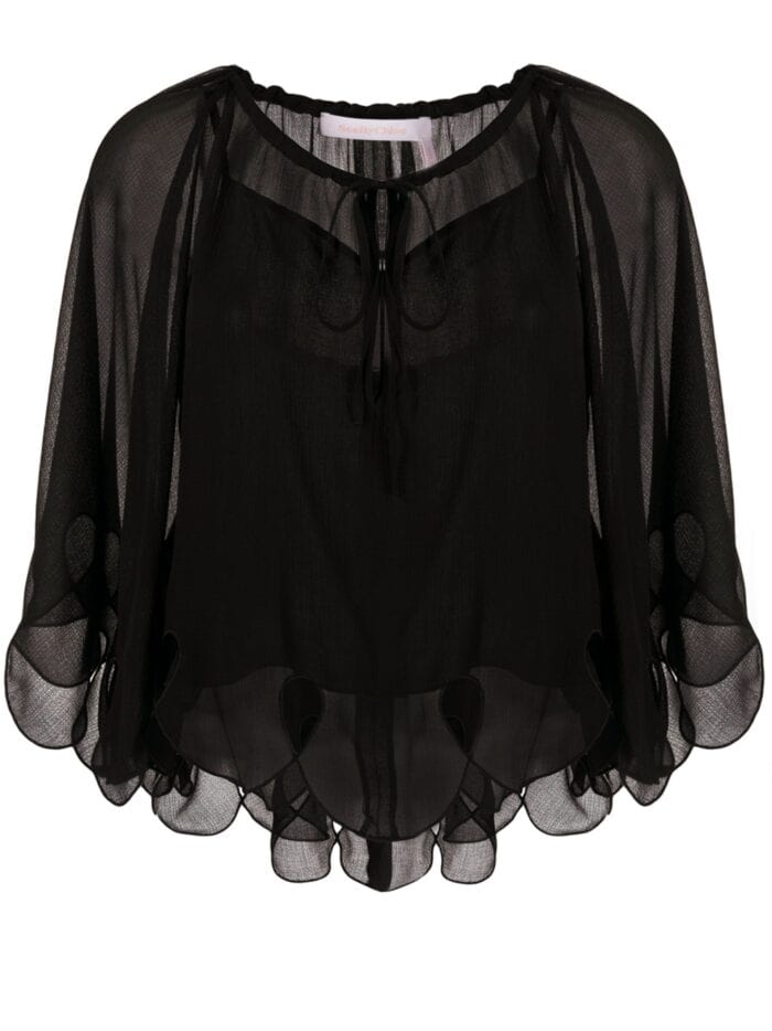 SEE BY CHLOE Cropped Sheer Blouse