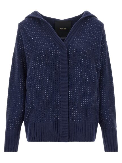 Pinko 'Seicento' Cardigan With Rhinestones And Hood