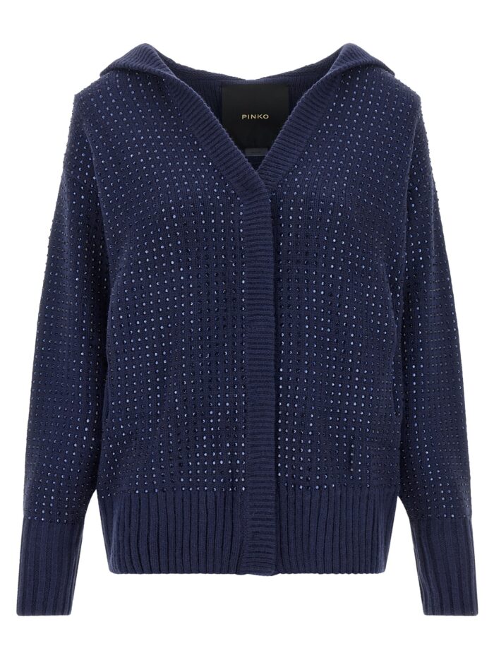 pinko 'seicento' cardigan with rhinestones and hood Pinko 'Seicento' Cardigan With Rhinestones And Hood