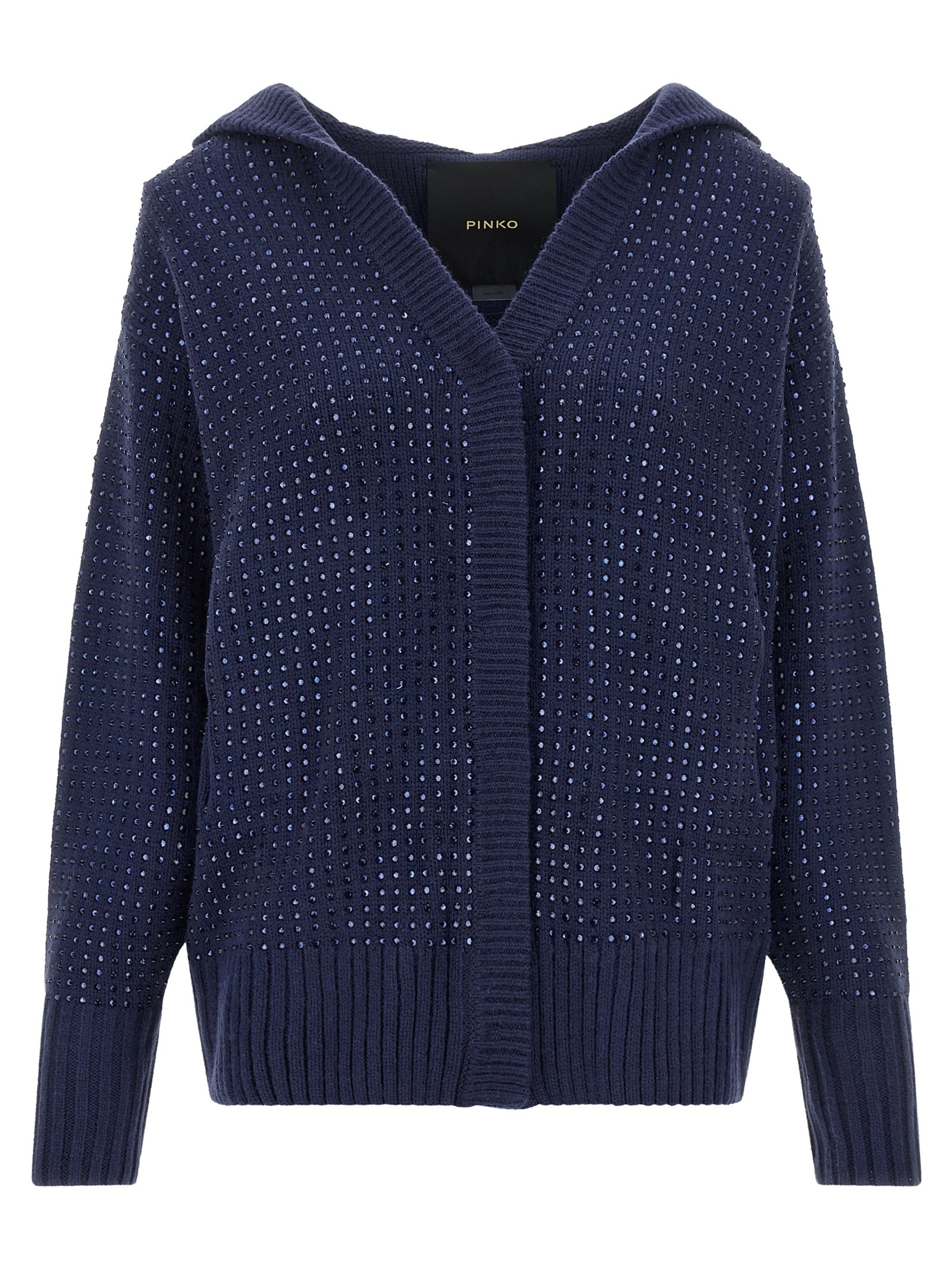 Pinko 'Seicento' Cardigan With Rhinestones And Hood
