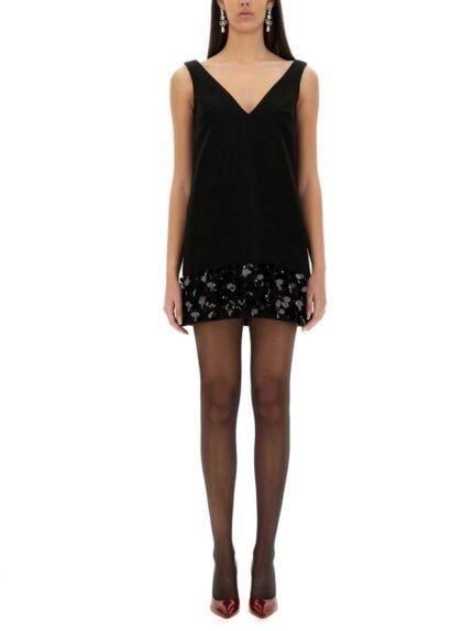 SELF-PORTRAIT 3D SEQUINED CREPE MINI DRESS