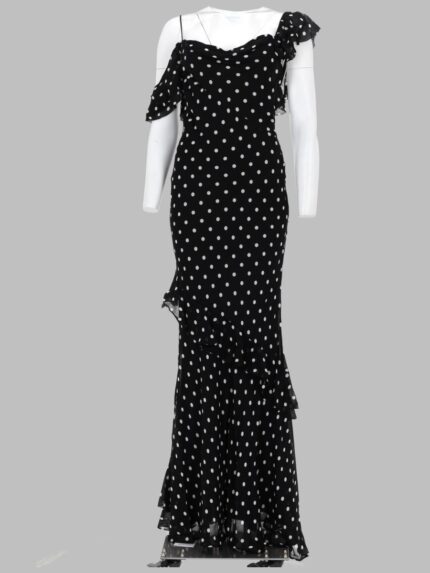 SELF-PORTRAIT ABITO LUNGO IN GEORGETTE A POIS