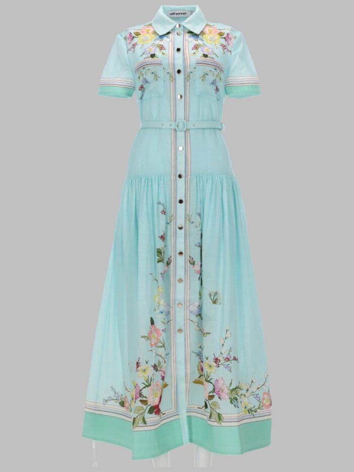 SELF-PORTRAIT ABITO MIDI IN ORGANZA CON STAMPA FLOREALE