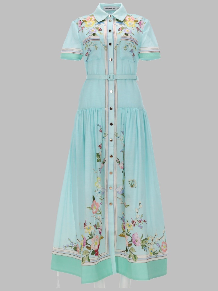 SELF-PORTRAIT ABITO MIDI IN ORGANZA CON STAMPA FLOREALE