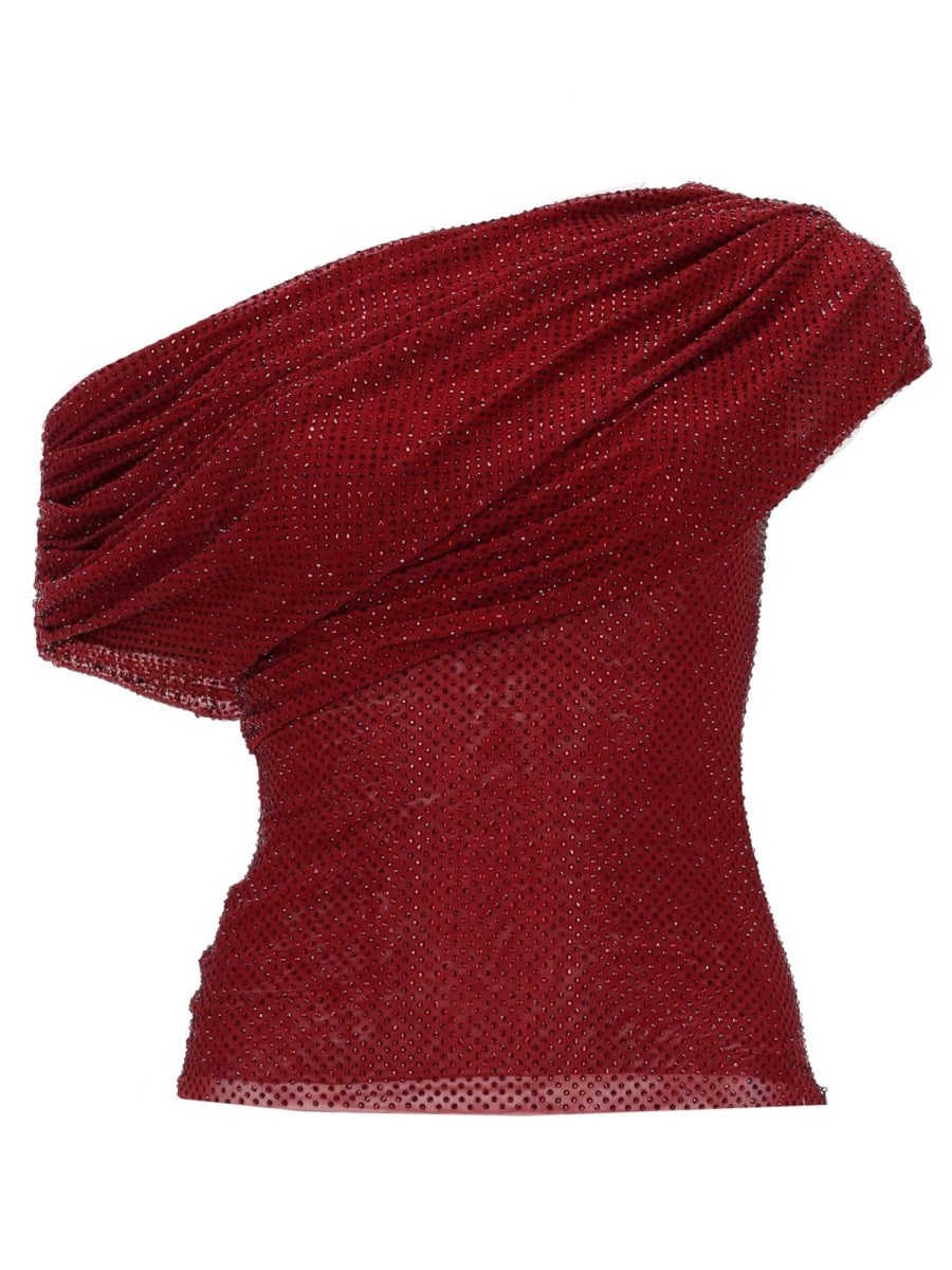 SELF-PORTRAIT ASYMMETRICAL TOP WITH RHINESTONES