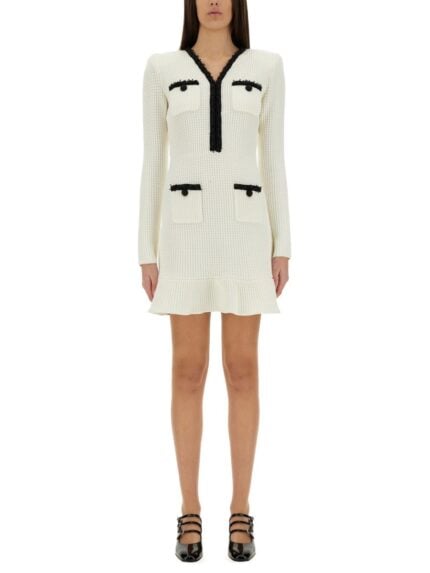 SELF-PORTRAIT BEADED KNIT MINI DRESS
