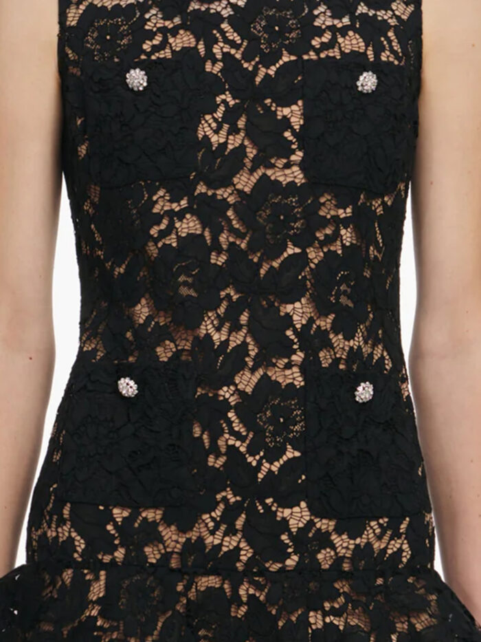 Self Portrait Black crystal lace mini dress