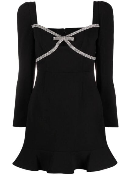 SELF PORTRAIT Black Diamante Bow Mini Dress