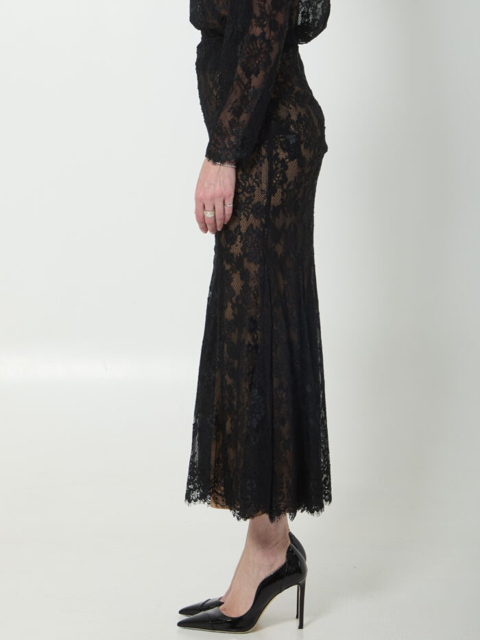 Self Portrait Black lace midi skirt