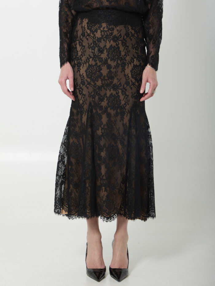 Self Portrait Black lace midi skirt