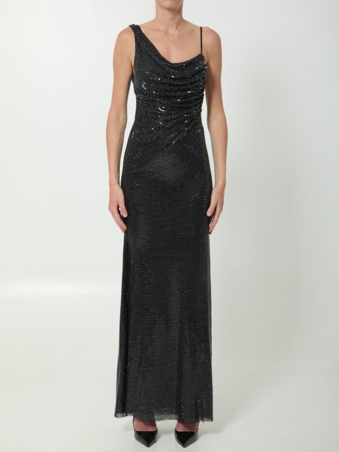 self portrait black rhinestones draped maxi dress Self Portrait Black rhinestones draped maxi dress