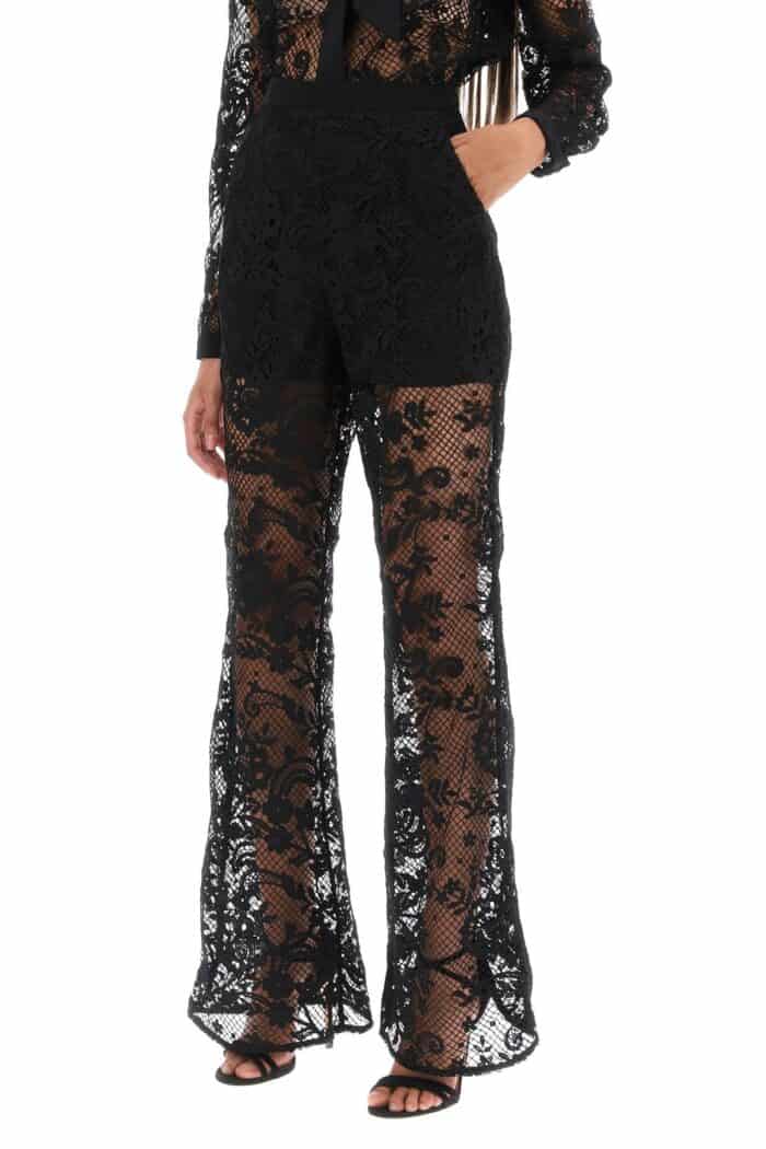 Self Portrait Bootcut Pants In Floral Lace