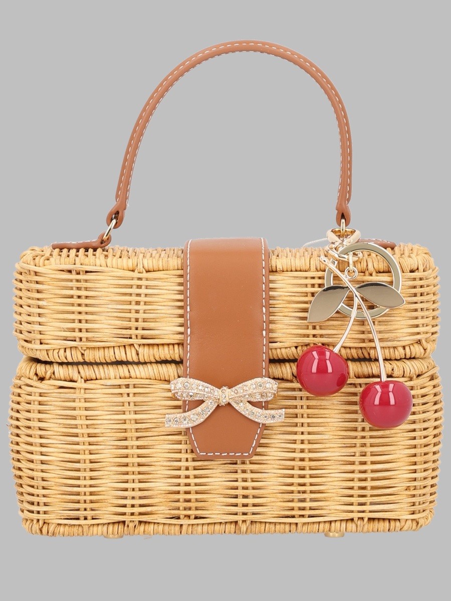SELF-PORTRAIT BORSA BASKET "CHERRY CHARM" MINI