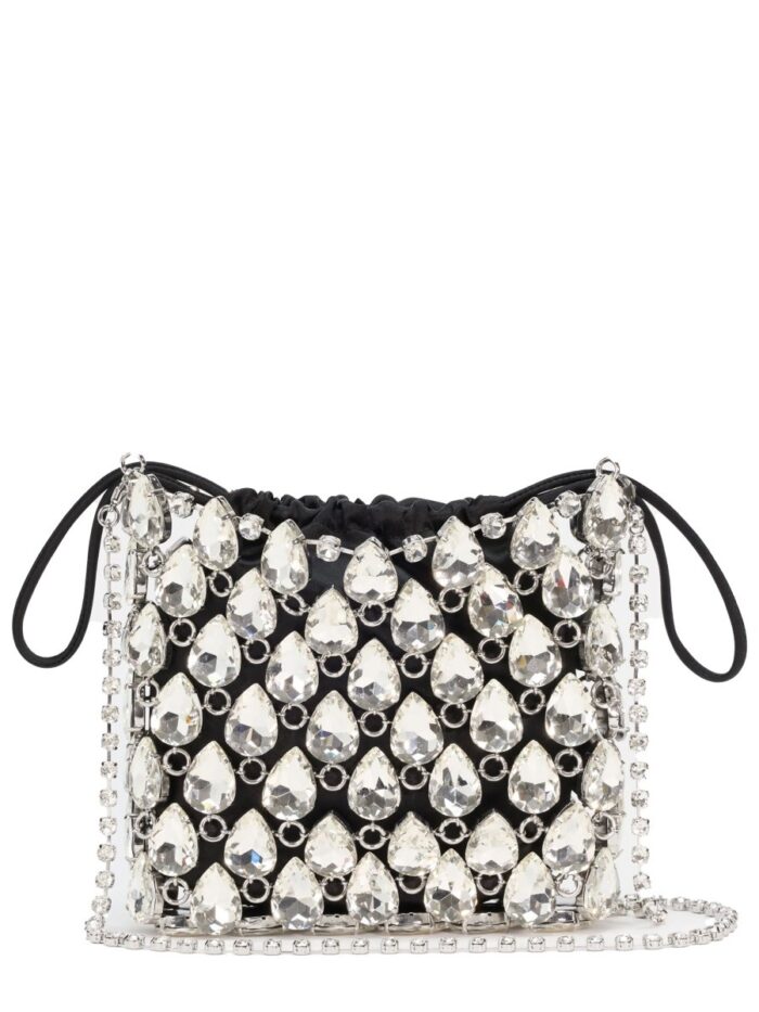 SELF-PORTRAIT BORSA MINI IN MAGLIA METALLICA CON CRISTALLI
