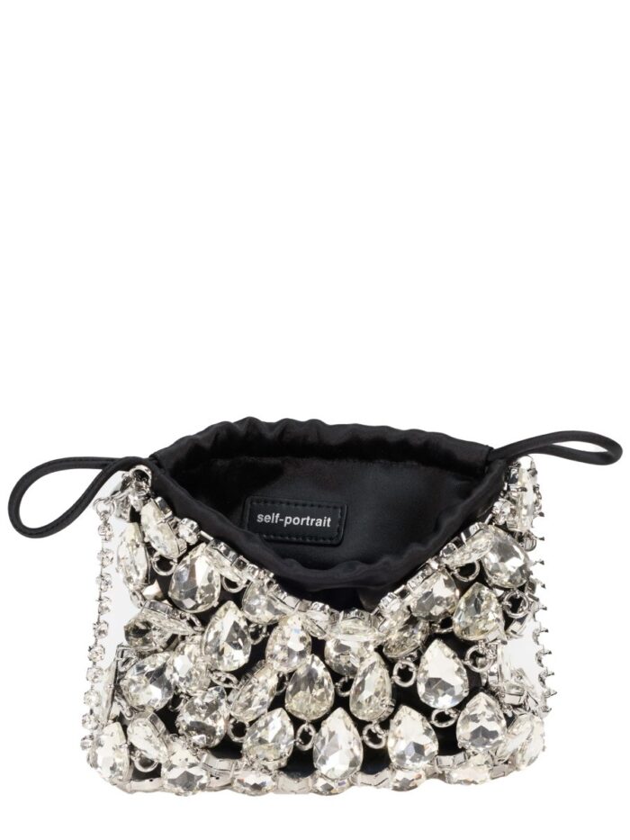 SELF-PORTRAIT BORSA MINI IN MAGLIA METALLICA CON CRISTALLI