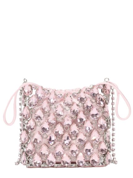 SELF-PORTRAIT BORSA MINI IN MAGLIA METALLICA CON CRISTALLI