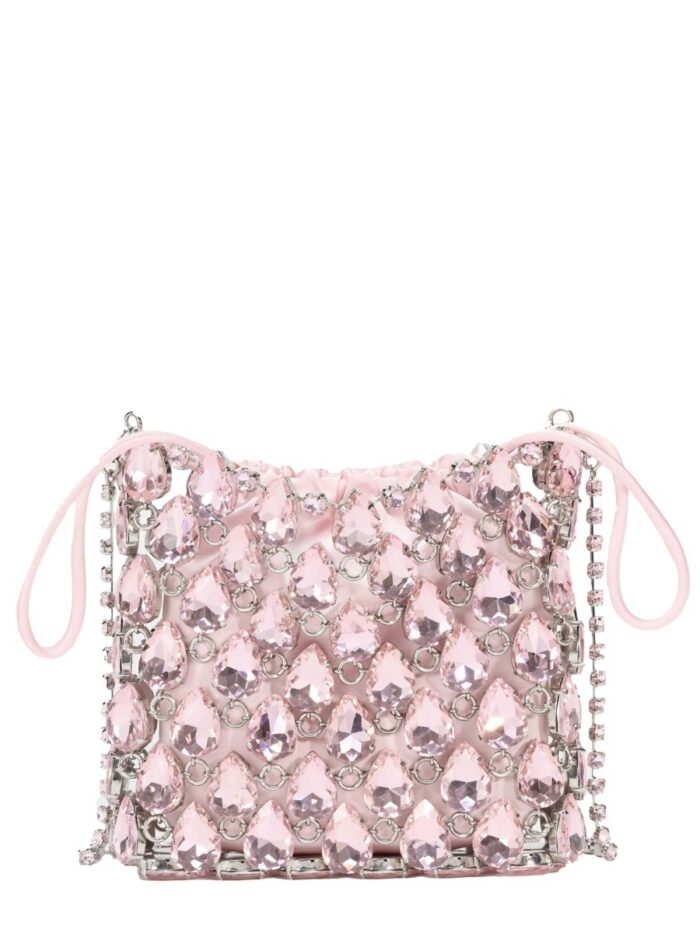 SELF-PORTRAIT BORSA MINI IN MAGLIA METALLICA CON CRISTALLI