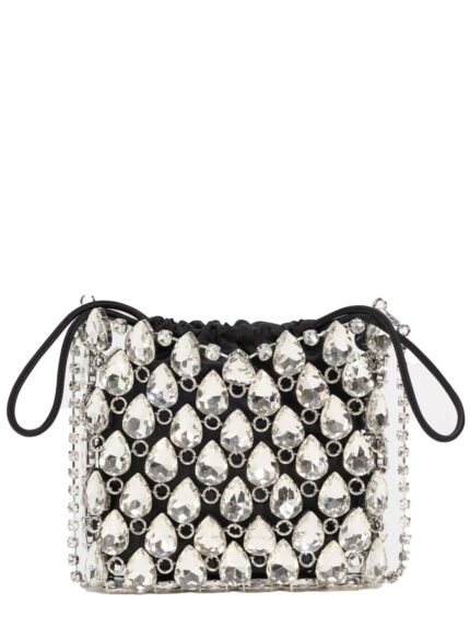 SELF-PORTRAIT BORSA MINI IN MAGLIA METALLICA CON CRISTALLI