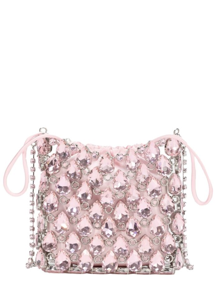 SELF-PORTRAIT BORSA MINI IN MAGLIA METALLICA CON CRISTALLI