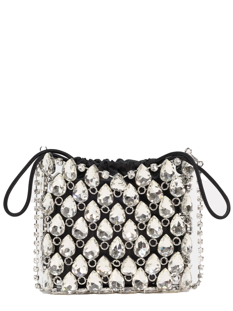 SELF-PORTRAIT BORSA MINI IN MAGLIA METALLICA CON CRISTALLI