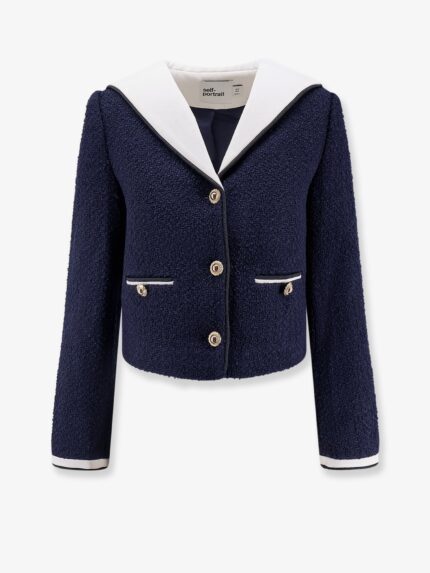 SELF PORTRAIT Bouclé Fabric Blazer With Jewel Buttons