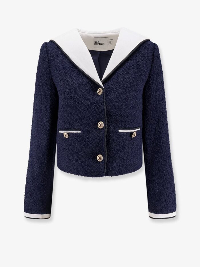 SELF PORTRAIT Bouclé Fabric Blazer With Jewel Buttons