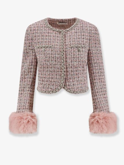 SELF PORTRAIT Bouclé Fabric Blazer With Jewels Profiles