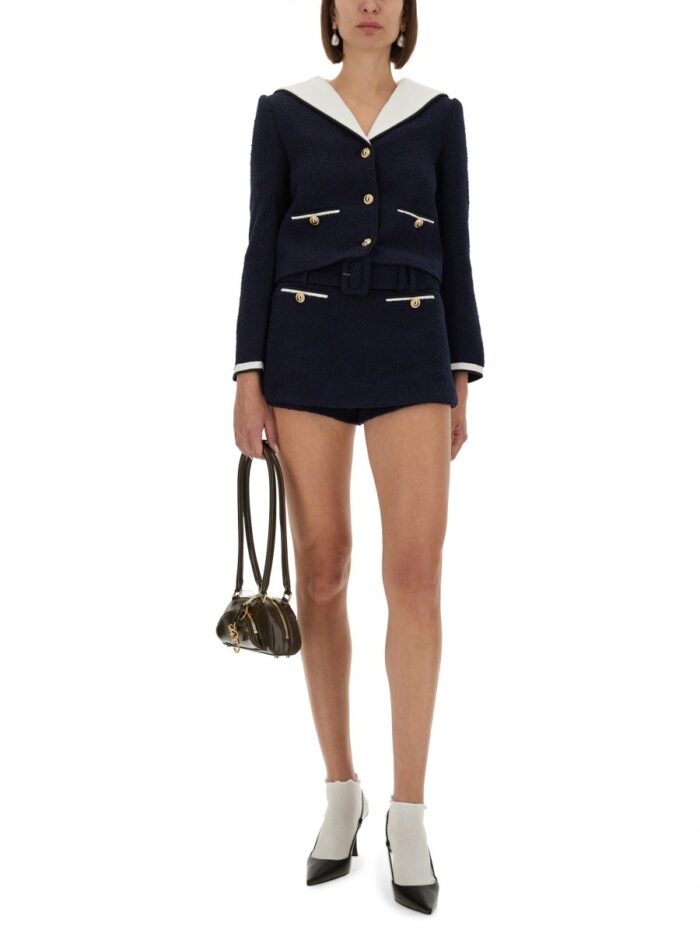 SELF-PORTRAIT BOUCLE JACKET WITH CONTRASTING NECKLINE