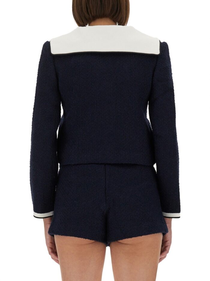 SELF-PORTRAIT BOUCLE JACKET WITH CONTRASTING NECKLINE