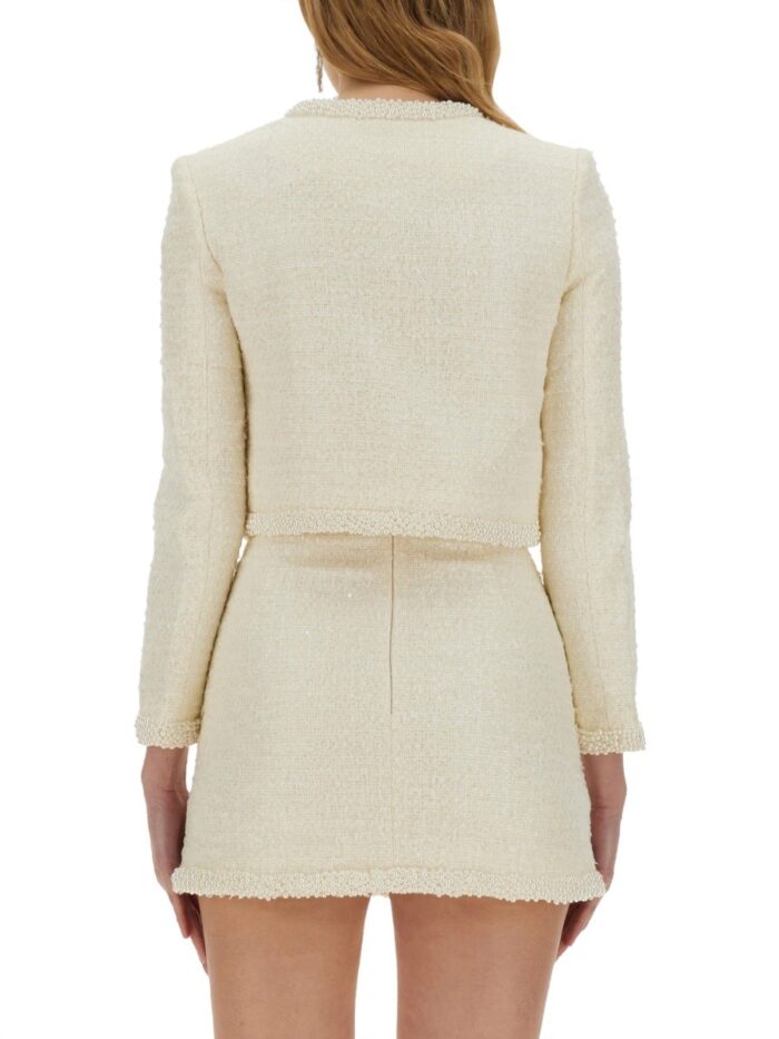 SELF-PORTRAIT BOUCLE JACKET WITH PEARLS