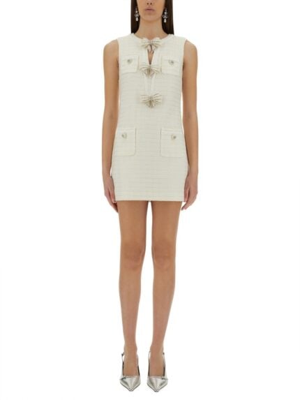 SELF-PORTRAIT BOUCLÉ MINI DRESS WITH BOW