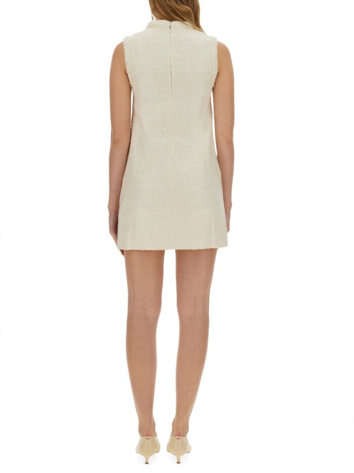 SELF-PORTRAIT BOUCLE MINI DRESS WITH PEARLS