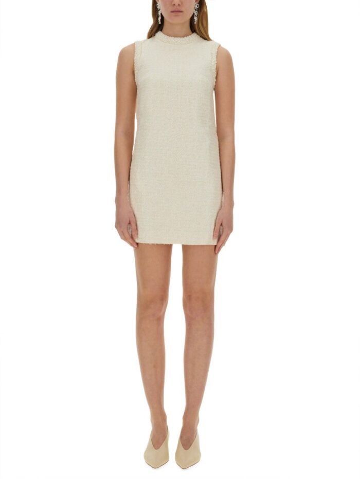SELF-PORTRAIT BOUCLE MINI DRESS WITH PEARLS