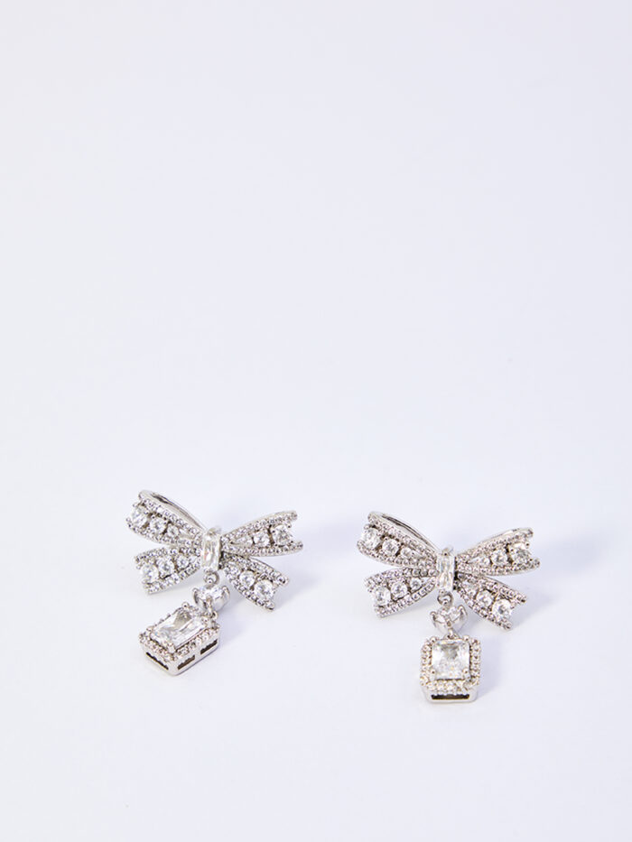 Self Portrait Bow crystal drop earrings