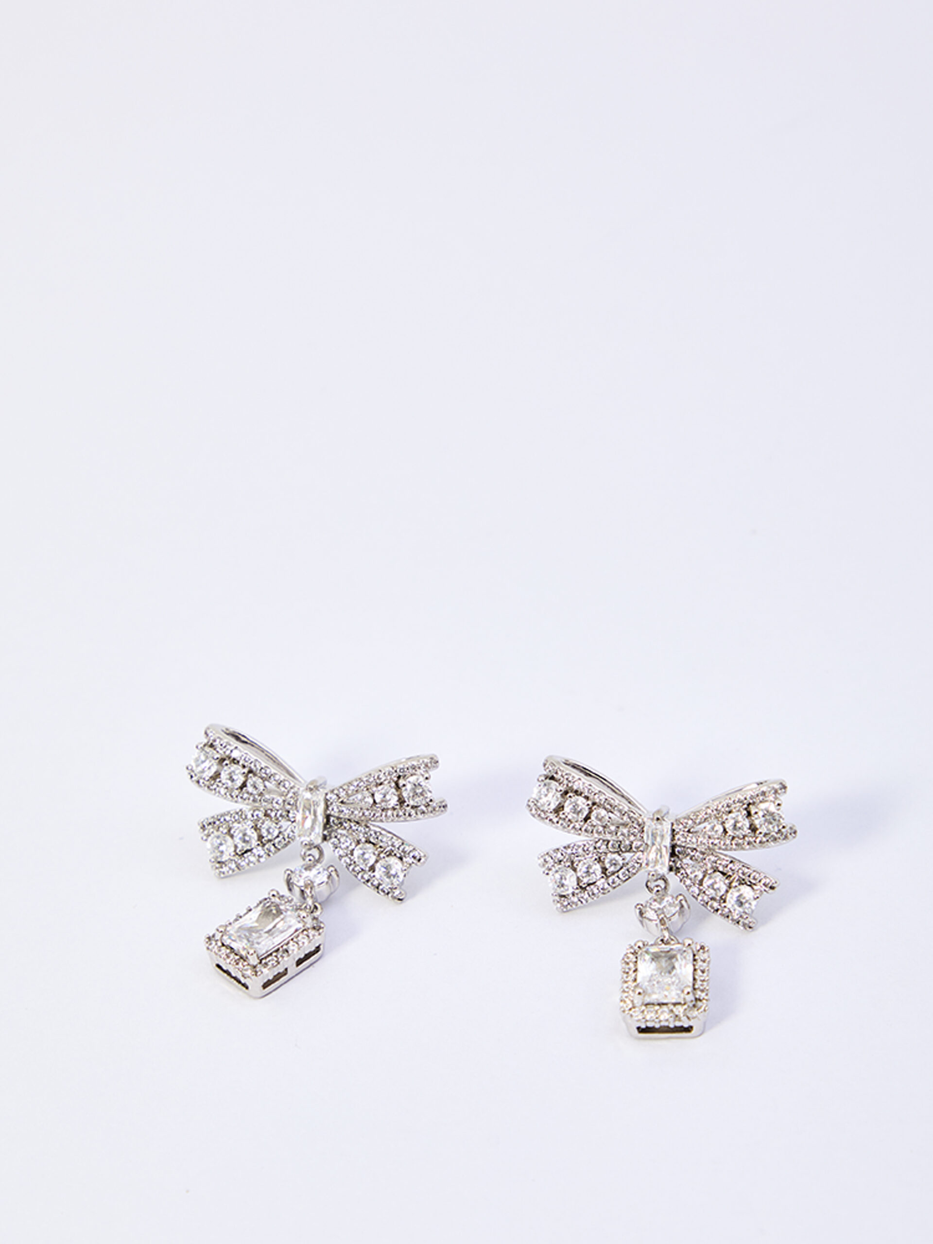 Self Portrait Bow crystal drop earrings