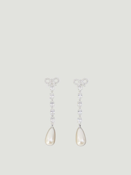 Self Portrait Bow pearl droplet earrings