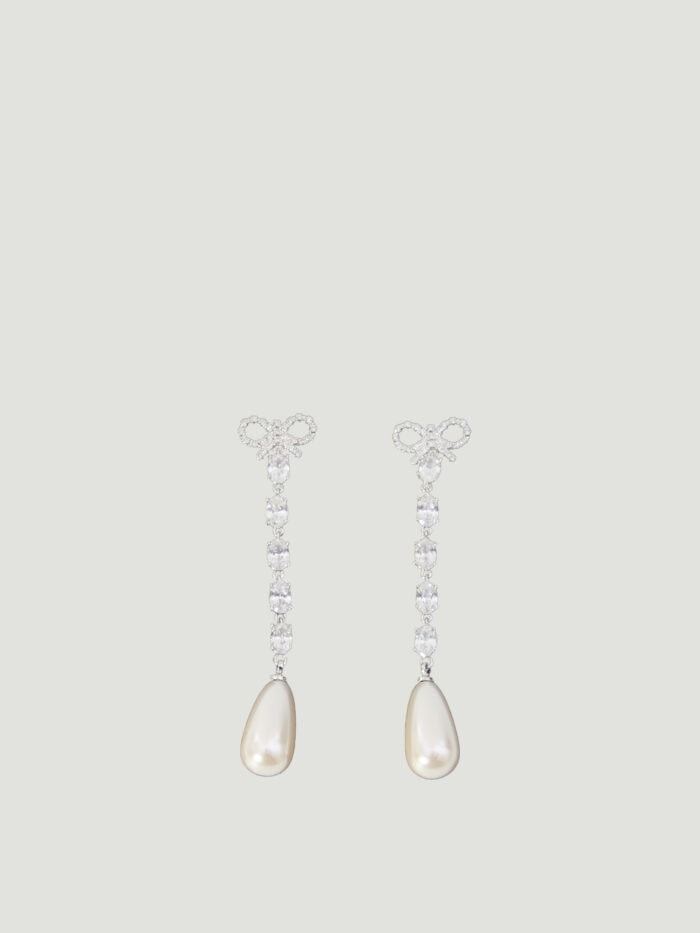 Self Portrait Bow pearl droplet earrings