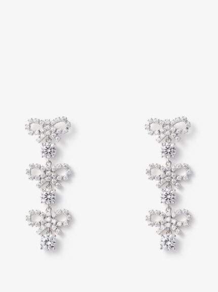SELF PORTRAIT Brass Earrings With Crystals