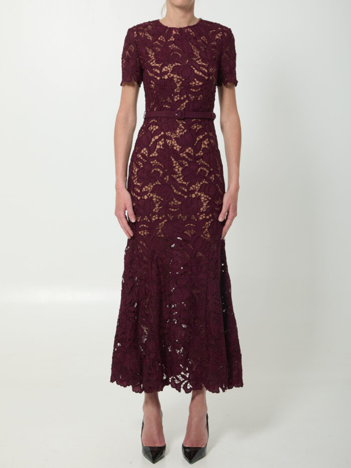 self portrait burgundy lace midi dress Self Portrait Burgundy lace midi dress