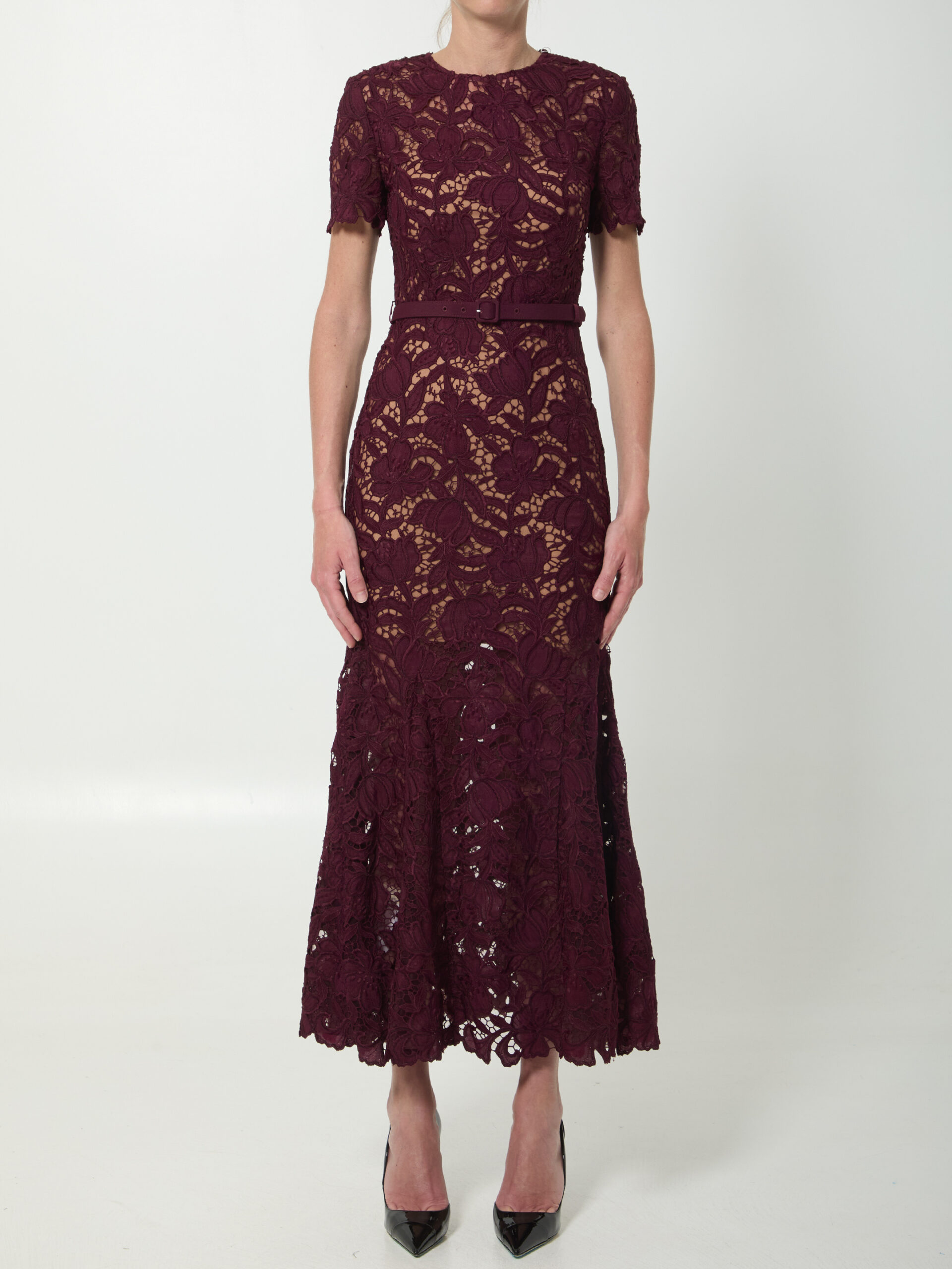 Self Portrait Burgundy lace midi dress