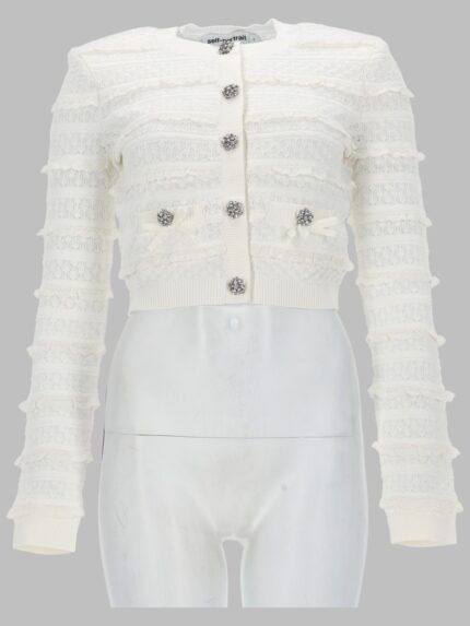 SELF-PORTRAIT CARDIGAN TRAFORATO CON STRASS